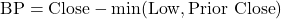 \text{BP} = \text{Close} - \min(\text{Low}, \text{Prior Close})