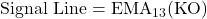  \text{Signal Line} = \text{EMA}_{13}(\text{KO}) 