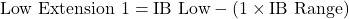 \text{Low Extension 1} = \text{IB Low} - (1 \times \text{IB Range})
