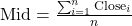 \text{Mid} = \frac{\sum_{i=1}^{n} \text{Close}_i}{n}