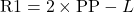 \text{R1} = 2 \times \text{PP} - L