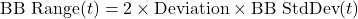 \text{BB Range}(t) = 2 \times \text{Deviation} \times \text{BB StdDev}(t)