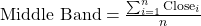 \text{Middle Band} = \frac{\sum_{i=1}^{n} \text{Close}_i}{n}